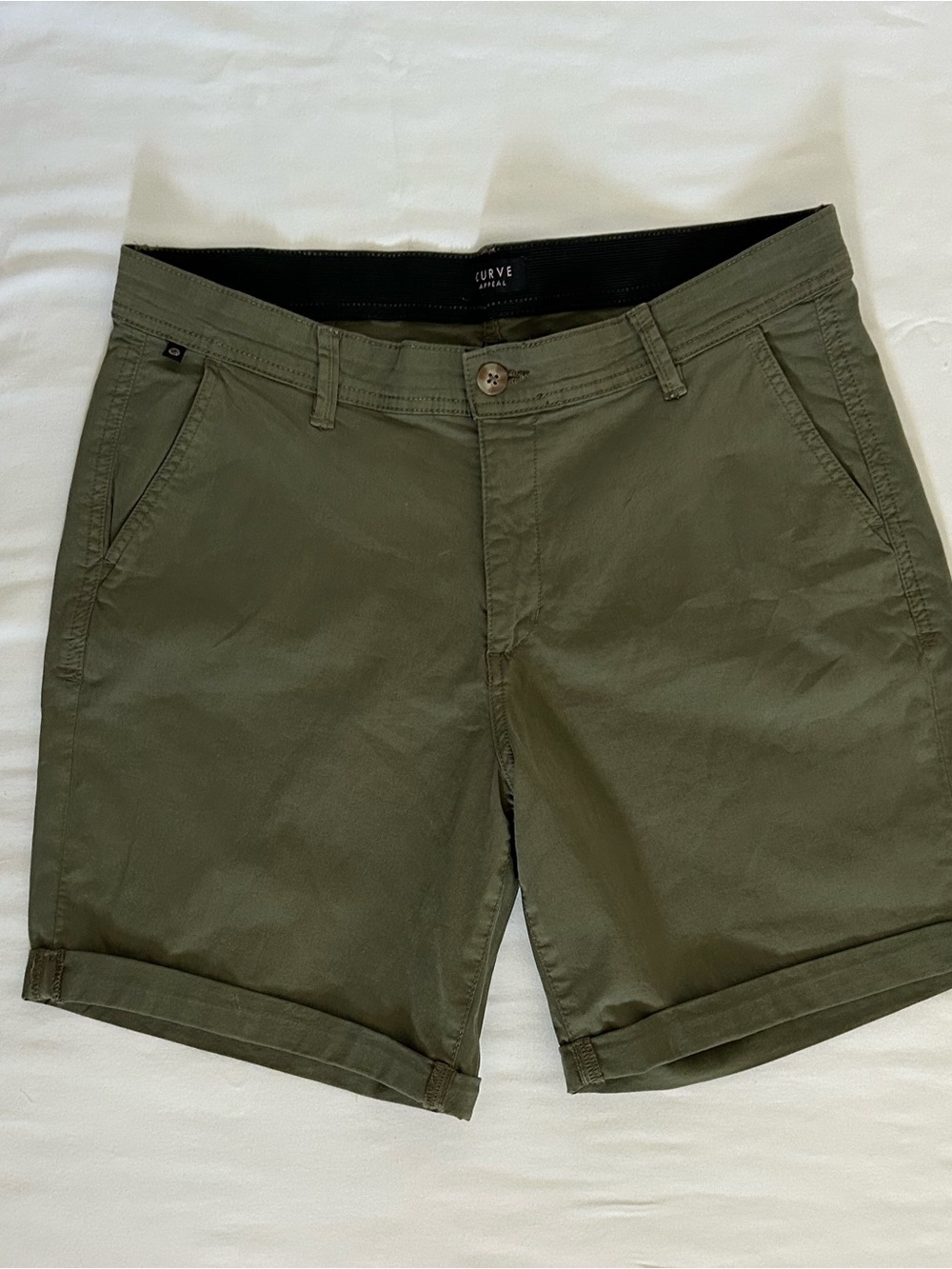 Curve Appeal Olive Green Flat Front Women's Shorts